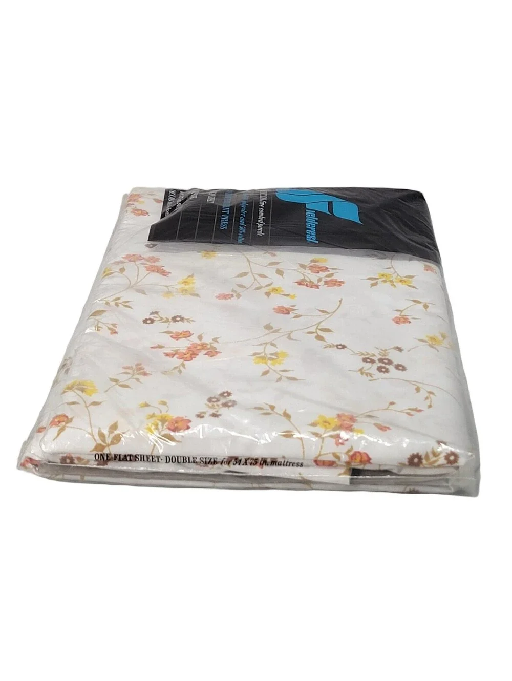 Vintage Fieldcrest Perfection Percale Full Double Fitted Sheet Floral NIP NOS